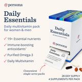 Persona Nutrition Daily Essentials Multivitamin Pack for Women & Men 28 Pack ...