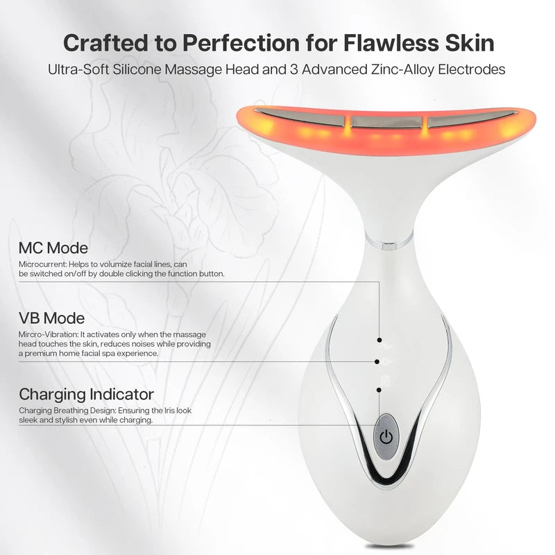 VRAIKO Iris Neck Face Massager, Pro Face Sculpting Tool with Charging Base, All-in-1 Facial Device for Skincare, Enhanced Absorption, and Home Facial Spa (Pearl White)