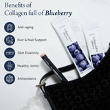 WELLINUS Blueberry Full of Collagen, Jelly Stick, Marine Collagen, Fast Absorbing, Snack, Ultra-Low Weight Molecular Marine Collagen, HACCP Certified, 22.05 oz/Pack of 25