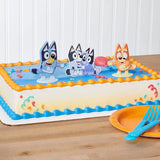 DecoSet® Bluey Dance Mode - Decoración para tartas de 3 piezas con cifras de bingo y azul y magdalenas y calcetines de polietileno, para cumpleaños, fiestas, celebración