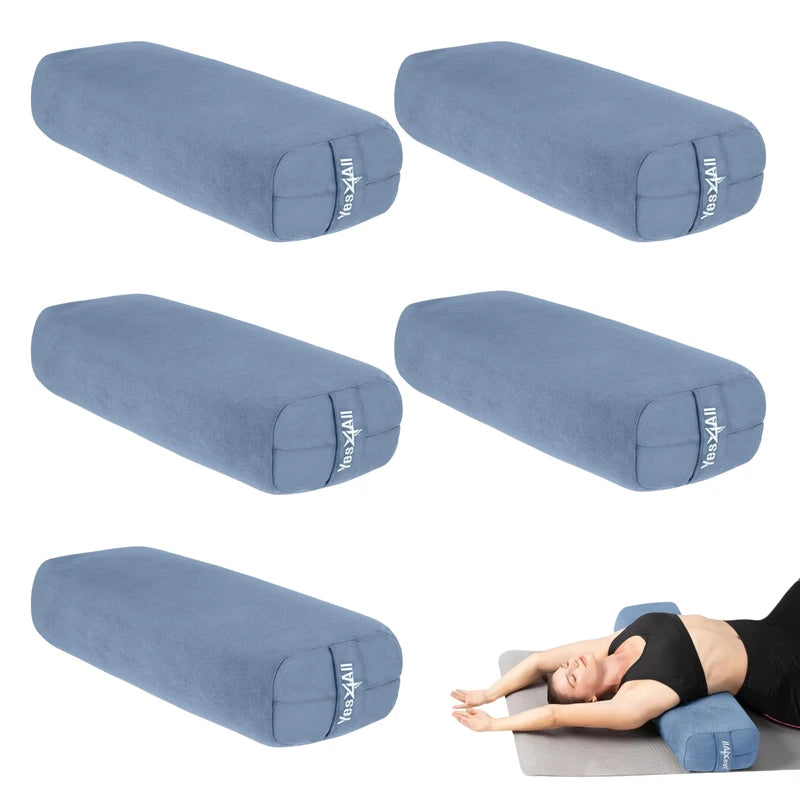 Yes4All Set of 5 Triple-Layer Sponge Yoga Bolster Pillow for Restorative Yoga & Meditation - Versatile Yoga Support Pillow, Balance & Poses Modification