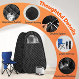Single Person Sauna, Portable Steam Sauna Full Body for Home Spa, Sauna Tent with Steamer 2.6L 1000W Steam Generator, 90 Minute Timer, Chair, Remote Control Included(Black)
