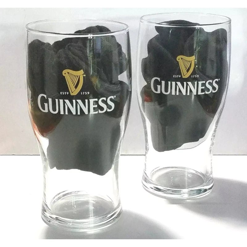 Guiness Lot of 2 Guinness Original Glasses Harp Logo 20oz Imperial Pint Size 6 1/4" Tall