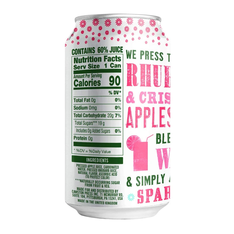 Cawston Press Sparkling Water, Rhubarb & Crisp Apple, 11 Fl Oz (Pack of 4)