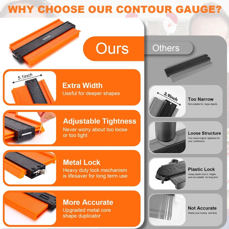 Christmas Gifts for Men Dad Husband, Stocking Stuffers, Upgraded Contour Gauge Profile Tool (10 Inch) with Lock, Irregular Shape Duplicator, Cool Gadgets for Men, Woodworking Tools for DIY Handyman