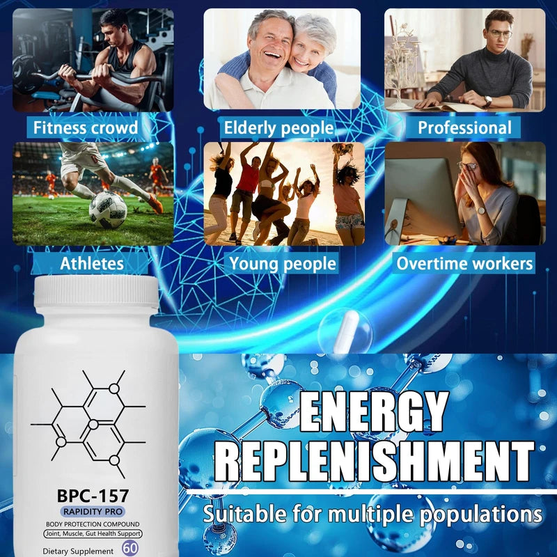 Fredytu BPC-157 Rapid Pro - 500mcg, BPC 157 Rapid Pro Peptide Capsules, Non-GMO, Dairy Free, Gluten Free, New Protective Compound 157, 60 Capsules