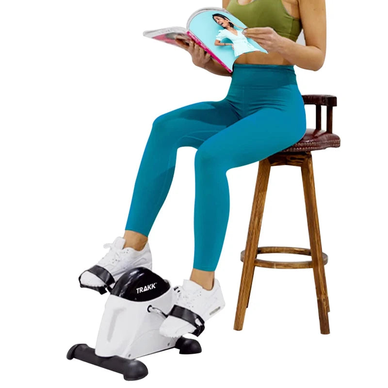 TRAKK Mini Exercise Bike, Under Desk Bike Pedal Exerciser Portable Foot Cycle Arm & Leg Peddler Machine with LCD Screen Displays (Black)