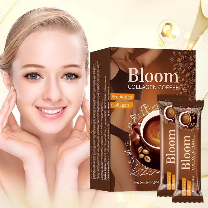 Bloom Collagen Coffee Powder, Instant, Organic Coffee for Women and Men (5g*12 Packs) - All-in-One Solution for Collagen and Coffee Christmas Gift - Specification: Buy 2，get 1 free