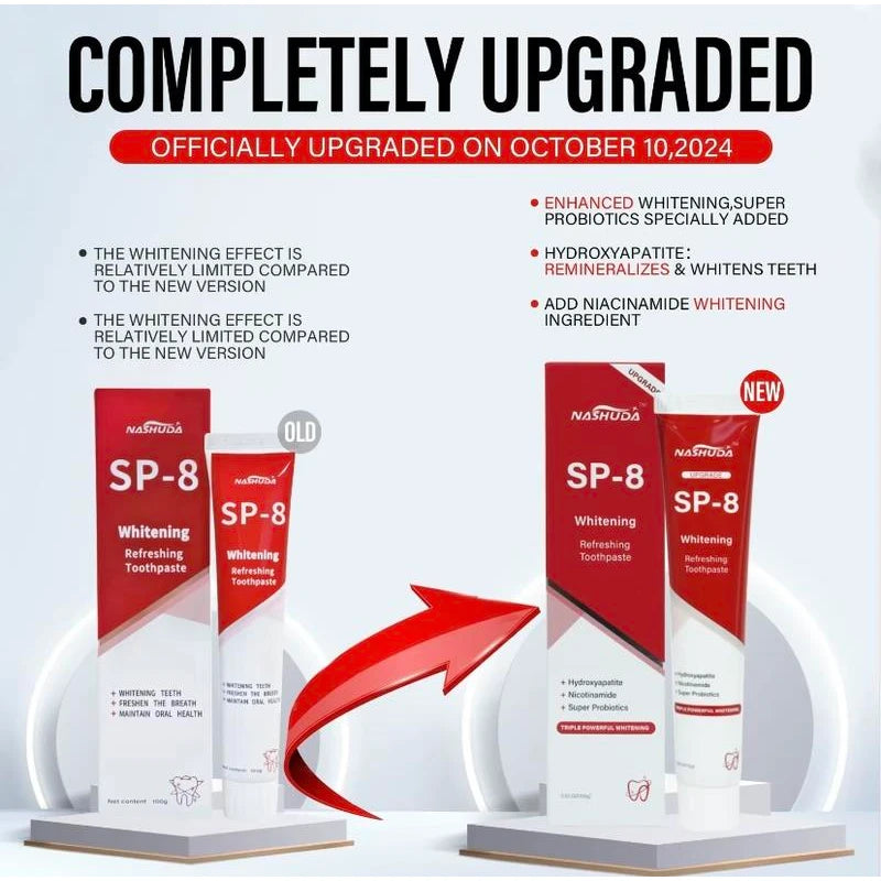 NASHUDA SP-8 [Triple Whitening] Probiotic Whitening Toothpaste, Free of Fluoride, Hydroxyapatite, Anti plaque, Oral Health Management - Specification: 3 pcs（Selected by 95% of people)