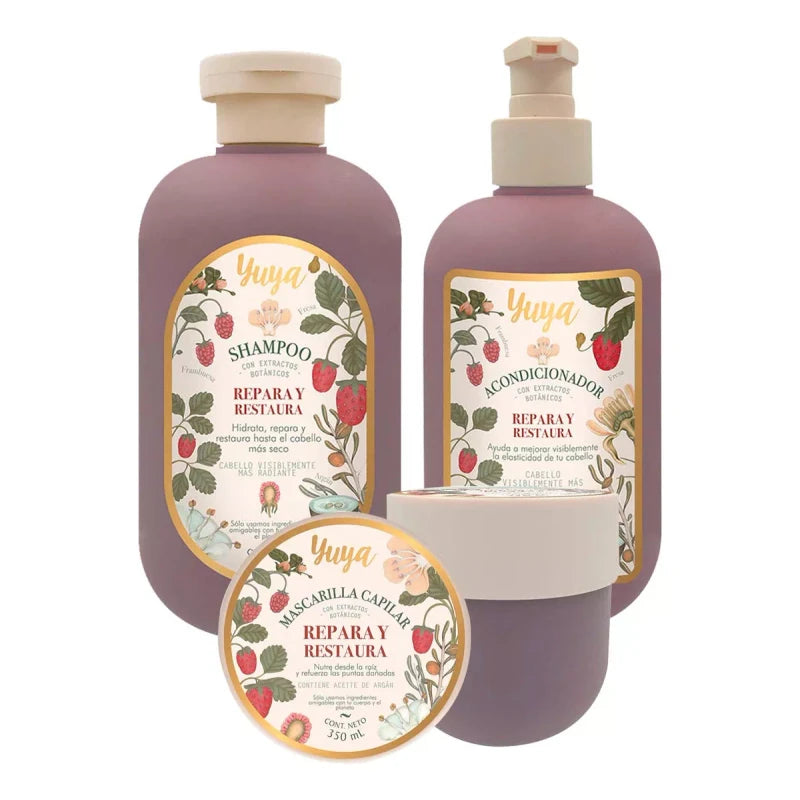 Yuya  Kit Shampoo mascarilla y acondicionador Repara y Restaura Yuya 3 piezas