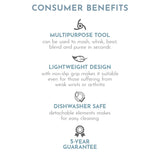 Masha Official Electric Potato Masher Hand Blender 3-in-1 Multi Tool Blends Purees Whisks - Immersion Mixer - Vegetables & Potatoes - Soup Maker