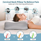 Cervical Neck Pillow - Memory Foam Pillows for Neck Pain Relief, Ergonomic Contour Side Sleeper Pillow for Sleeping, Orthopedic Neck Bed Pillow for Back & Stomach Sleepers with Pillowcase | HAMYODO
