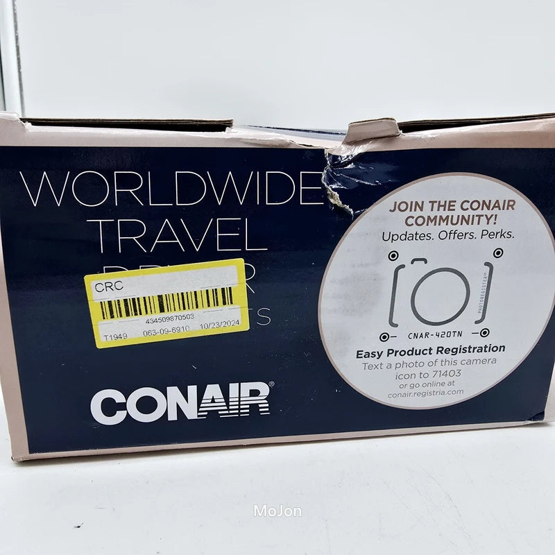 CONAIR Ionic Worldwide Travel Dryer 1875 Watts Smart Voltage Tech Torn Box*