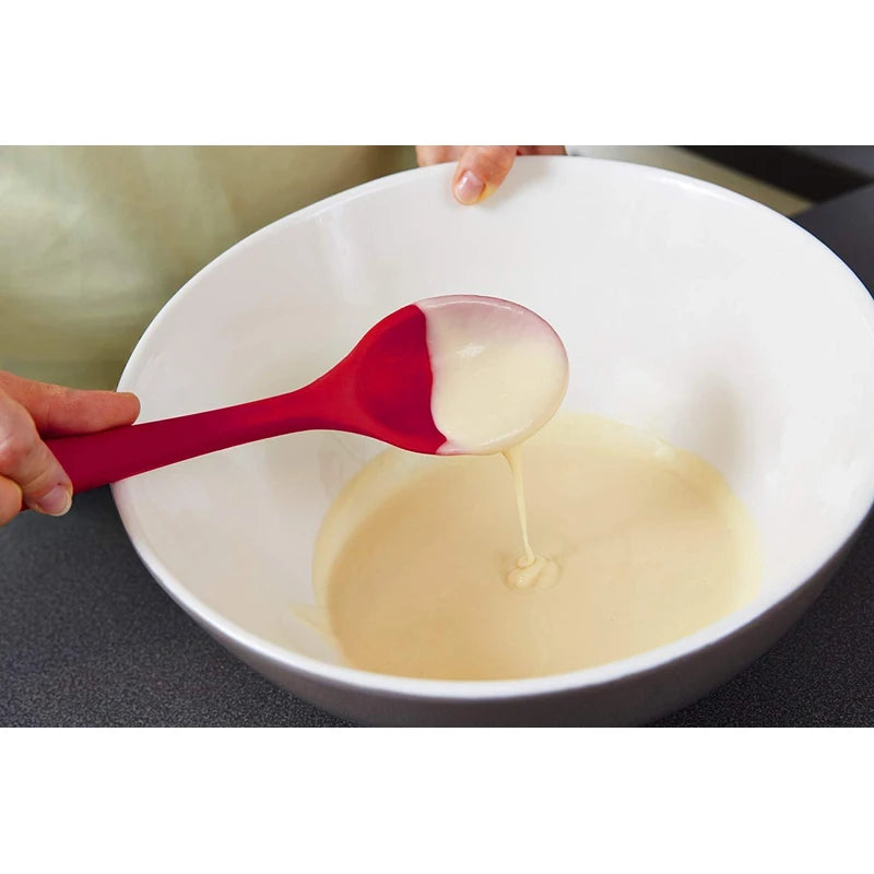 StarPack Premium Silicone Mixing Spoon - High Heat Resistant to 600Â°F, Hygienic One Piece Design Cooking Utensil for Mixing & Serving (Cherry Red)