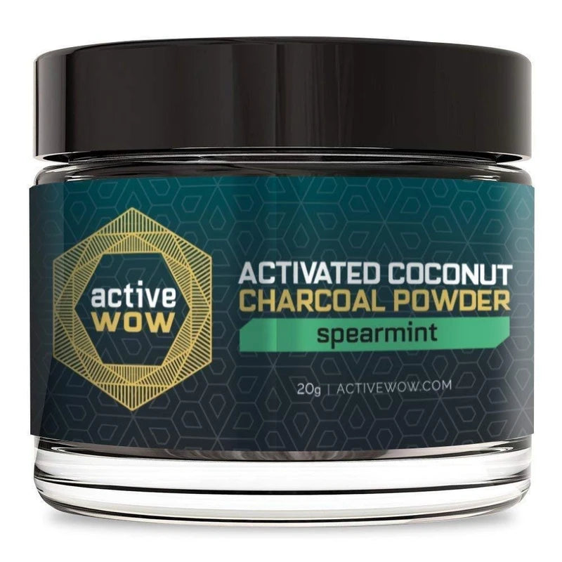 Active Wow Teeth Whitening Charcoal Powder, Spearmint 20g