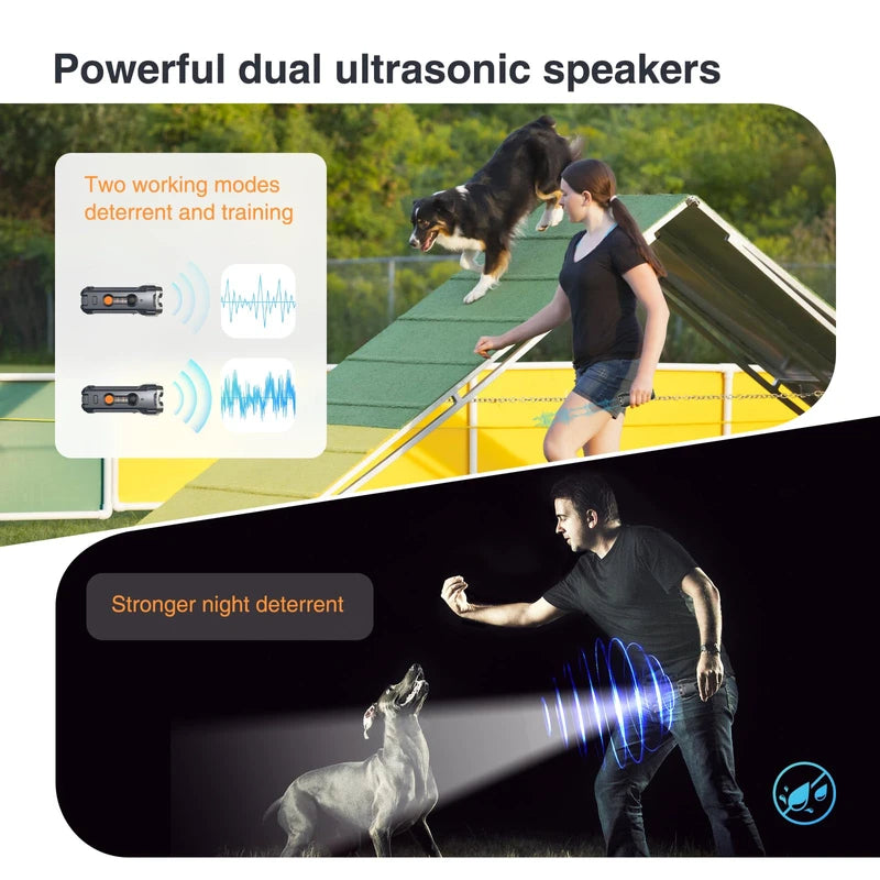 Antibarking Ultrasonic Device, Ultrasonic Dog Repeller 30 Feet, Anti Bark Device Dogs, 3-in-1 Bark Control Device, LED Light, Device for Stoping Dog Barking, Dog Stopper for Indoor and Outdoor Use