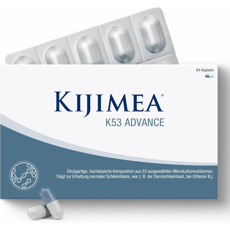 Kijimea® K53 Advance Probiotics | 53 Strains | 500+ Billion CFU | Biotin | Lactose & Gluten-Free | 84 Capsules