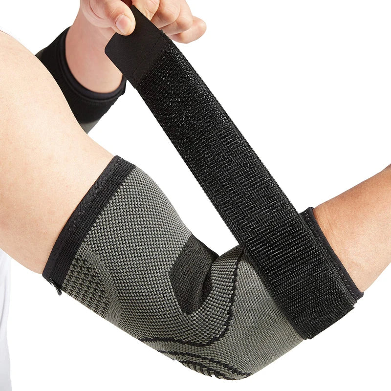 Elbow Support with Strap for Tendonitis, Tennis Elbow, Compression Sleeves, Golf Elbow Treatment, Pack of 2