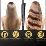 Professional Flat Iron Hair Straightener Plancha De Cabello Professional - Titanium Hair Iron Straightens Frizzy Hair Curls Sleek Salon Hair Styling Tool - Lizze Extreme Slim 1" Pro Straightening Iron