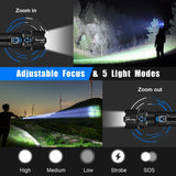 Goreit Flashlight High Lumens Rechargeable, 200000 Lumen Led Flashlights XHP70.2 USB Super Bright Flash Light Battery Powered, Powerful Handheld Flashlights for Emergencies Camping, IP67 Waterproof