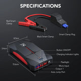 FLYLINKTECH Starthilfe Powerbank, 2000A Spitzstrom 13200mAh Tragbare Auto Starthilfe 12V für 6.0L Benzin und 5.0L Dieselmotor, IP66 Wasserdicht Starter Powerbank mit LED Taschenlampe