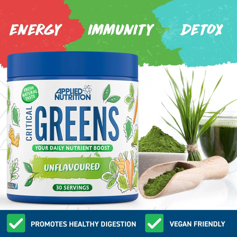 Applied Nutrition Critical Greens - Super Greens Powder, Boost Your Immune System with Superfood Nutrients, Natural Super Greens Taste, Vegan Friendly (150g - 30 Servings)