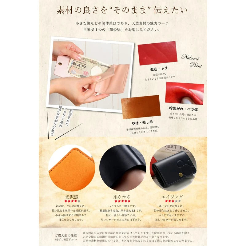 Snoopy Italian Leather Genuine Leather Mini Wallet with Card Pocket and Bill Compartment, gold