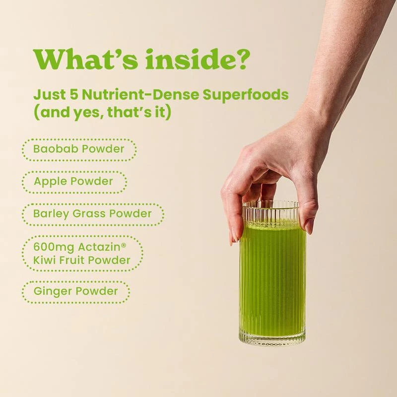 Rheal Gut Feel: Natural Prebiotic Digestion & Bloating - Daily Greens Organic Superfood Powder (30 Servings)