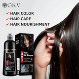 GKV 3 in 1 Hair Color Shampoo - Various Colors to Choose from, Herbal Ingredients Natural Shampoo, Botanical Hair Care, Black Hair Dye - Color: Chestnut Brown