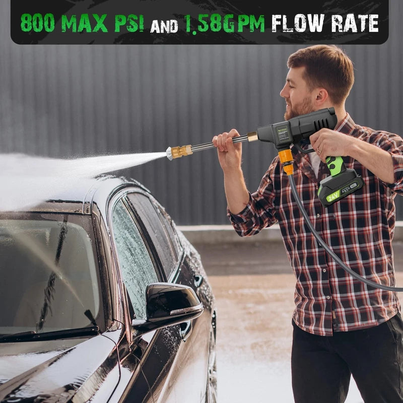 AORESAC Cordless Pressure Washer, Power Cleaner, MAX 800-PSI, 1.56 GPM, 24V Battery Powered Power Washer with Rechargeable 2000mAh Battery for Car/Floor Cleaning & Fence Cleaning