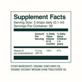 Bobbie Bobbie Organic Baby Vitamin D Drops, Daily Liquid Supplement to Support Development, Immune Health and Strong Teeth and Bones* in Newborn Babies and Infants, Vegan, Infant Vitamin D, 400 IU, 0.3 fl oz