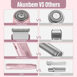 Akunbem Bikini Trimmer for Women, Electric Shaver and Razor Rechargeable 2-in-1 Body and Facial Epilator