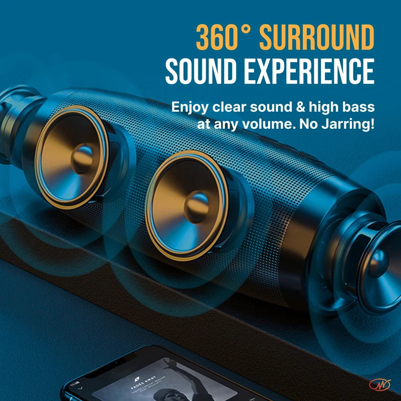 WallaSound Bluetooth Speaker & FM Radio - IPX5 Waterproof Portable Wireless Speaker with BT 5.1, Stereo Sound, Micro SD Card MP3 Player, TWS Pairing & Built-in Mic for Home, Outdoors, Travel
