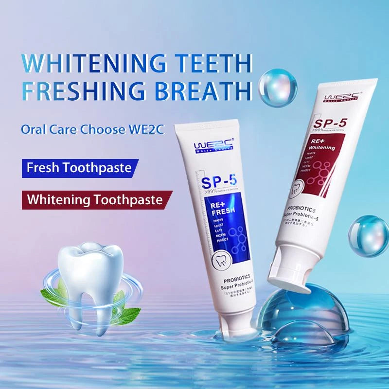 WE2C [SP-5 Probiotic toothpaste], Whitening Toothpaste-Freshens Breath,Fights Plaque - Flavor: red