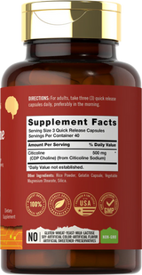 Citicoline Supplements 500mg | 120 Capsules | CDP Choline | Non-GMO, Gluten Free | by Carlyle