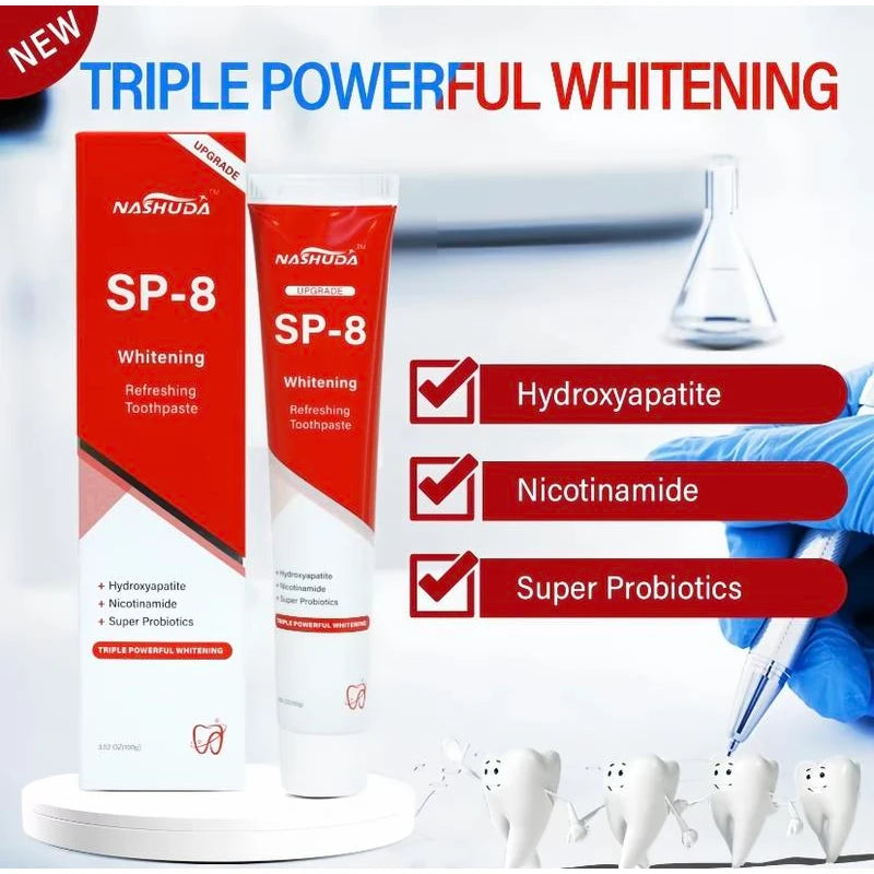 NASHUDA SP-8 [Triple Whitening] Probiotic Whitening Toothpaste, Free of Fluoride, Hydroxyapatite, Anti plaque, Oral Health Management - Specification: 3 pcs（Selected by 95% of people)