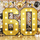 4FT Marquee 60 Numbers, Light Up 60 Glitter Gold Giant Marquee Mosaic Numbers Frame Light Up Numbers for 60th Birthday Party Decorations Mosaic Number 4,DIY Frame Pre-Cut Foam Board Kit