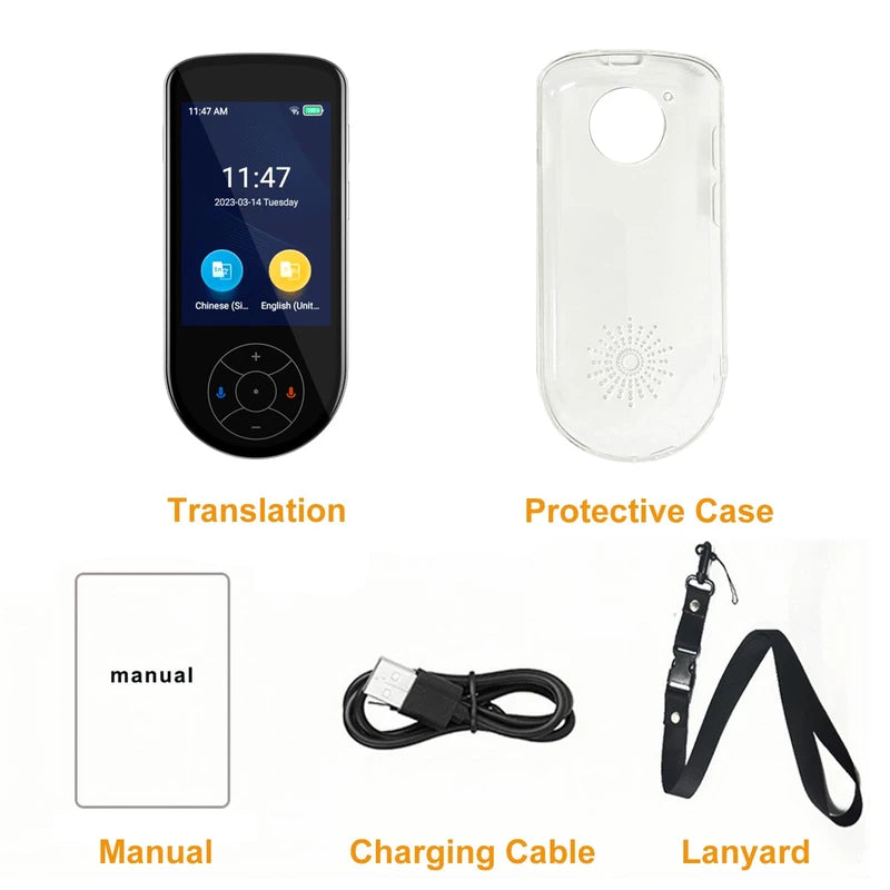 Language Translator Device 2025 Instant Two-Way Language Translator Support 137 Language Portable Real Time Voice Translation Online/Offline/AI/Text/Photo Translation for Travel Learning(Silver Black)