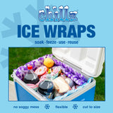 Chillz Ice Wrap: The Ultimate Flexible Ice Pack Sheet for Coolers and Lunch Boxes, Wraps Around Arms and Legs for Cold Therapy, Set of 20 Ice Wraps (10 Small, 5 Medium and 5 Large), Aqua