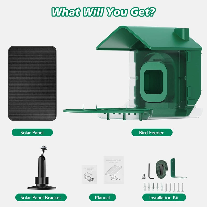 Squirrel Feeder for Outdoors,Squirrel House with Solar Panel- 4W Solar Panel for Blink Outdoor Camera 3rd/4rd,Chipmunk Feeder for Outside Graden Decor (Bird Feeder, Lake Blue)