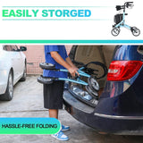 Rollator Walker for Seniors with Seat Fold Up Lightweight Mobility Walking Aid for Adult Weight to 300lb and with A Rolling Walker Accessories Bag