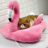 Petgrow Flamingo Shaped Cute Cat Bed Sofa, Warm Pet Bed Cuddle, Lovely Pet Mat for Cats Kittens Rabbits Small Dogs