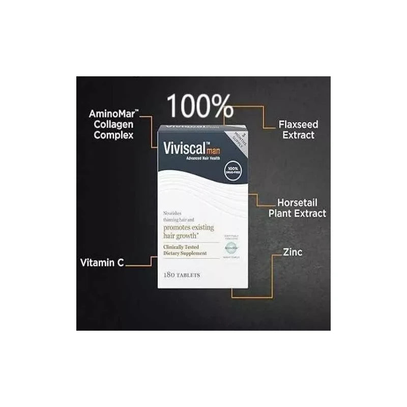 Viviscal Hair Men's Growth Supplements 180 Tablets - 3 Month Supply 12/2026
