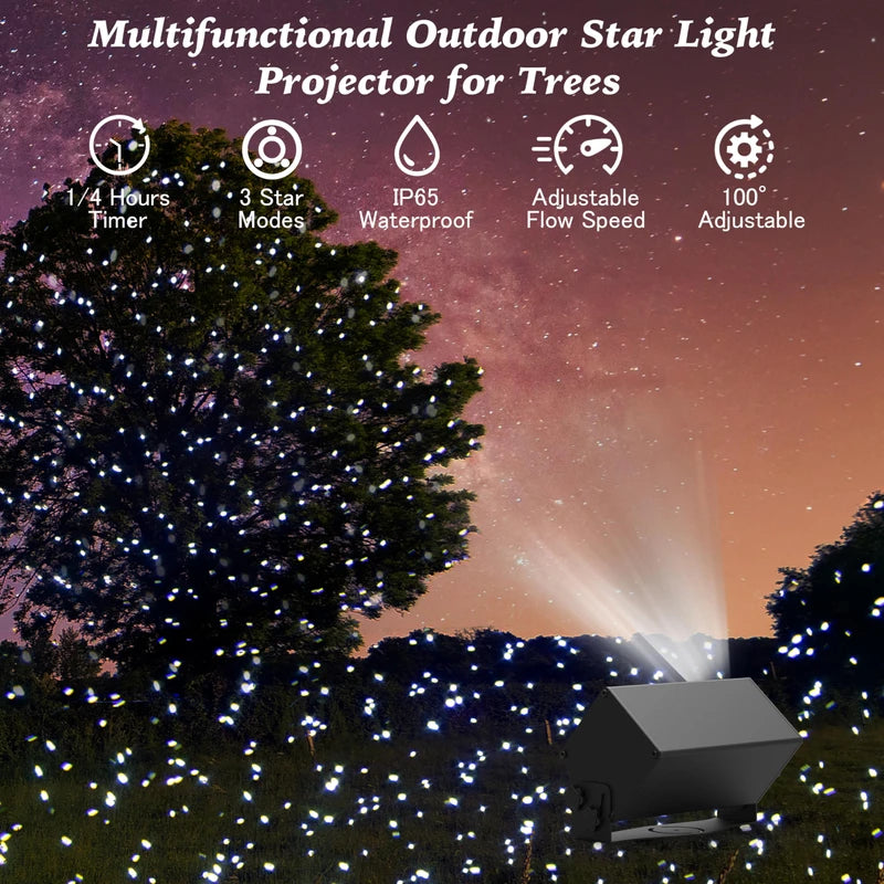 Outdoor Star Lights Projector, AIRIVO White Laser Fairy Lights Projector, Christmas Snowfall Projector, 3 Lighting Modes Garden Lights Snowflake Projector with Remote Control for Home, Patio,Landscape