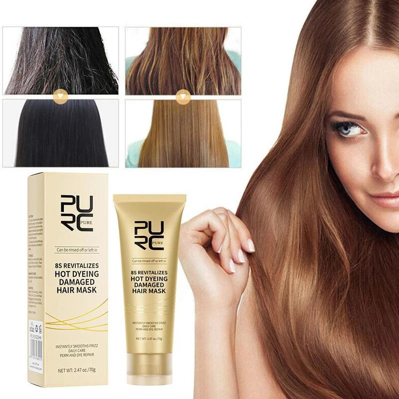 purc Advanced Hair Mask 8s Revitalizes Hot Dyeing Damaged Hair Mask Professional Keratin Treatment Hair Mask Instantly Smooths Frizz Daily Care Perm And Dye Repair Conditioner - Specification: 70g*1