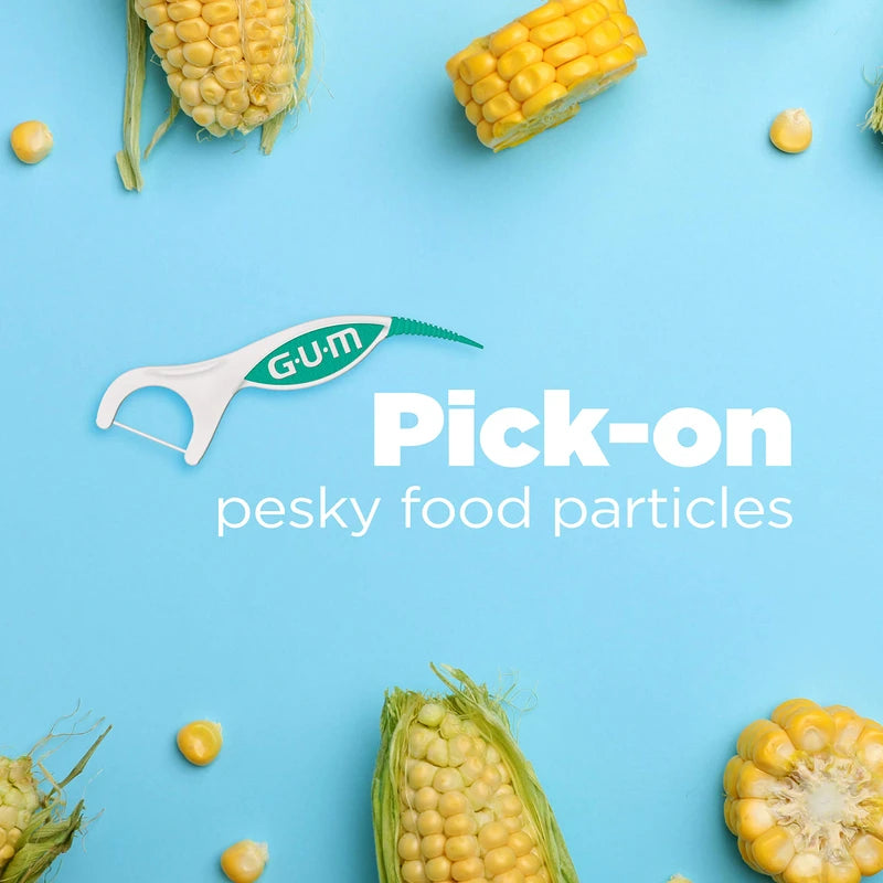 GUM Professional Clean Plus Flosser Picks, Promotes Healthier Gums, Comfort-Pick for Gentle Massage, Fresh Mint Flavour, Teal & White, 6 Bags X 60ct (360 Flossers)