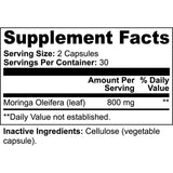 Cápsulas de Moringa en polvo, 800 mg de polvo de moringa puro rico en nutrientes, un superalimento antioxidante verde natural, apoya la energía, la salud de la piel, la salud intestinal+ - con