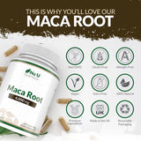 Maca Root Capsules 4000mg – 180 Vegan Capsules – 6-Month Supply – High-Strength Peruvian Maca for Men & Women – Made in the UK by Nu U Nutrition