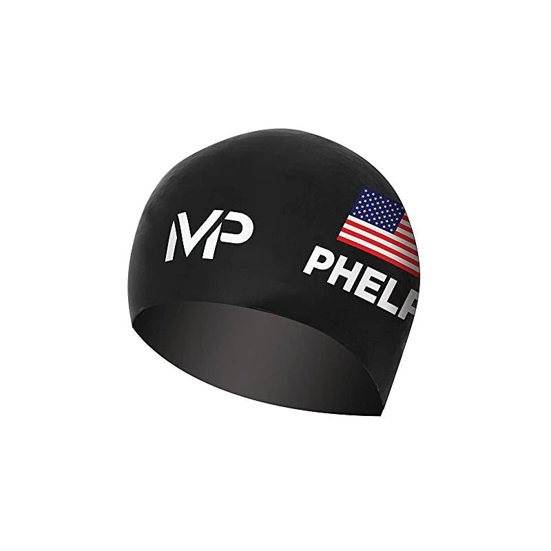 MP Michael Phelps Race Cap GT Swim Cap, Black/White