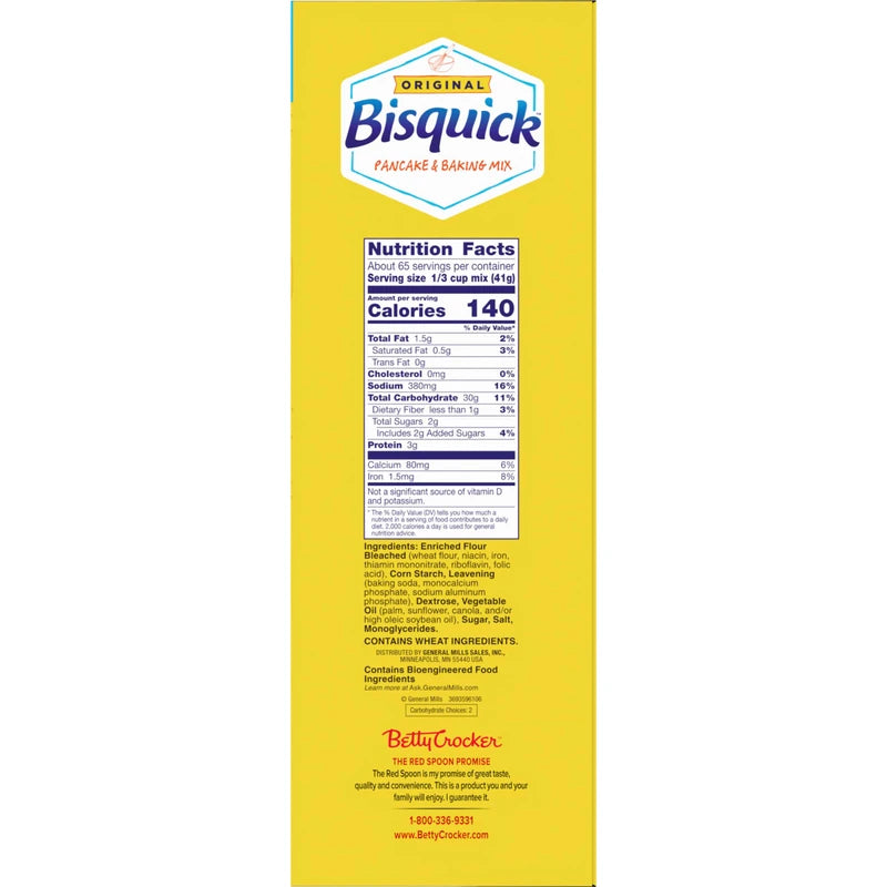 General Mills Betty Crocker Bisquick Pancake and Baking Mix, Original, Makes About 145 Pancakes, Giant Size, 96 oz